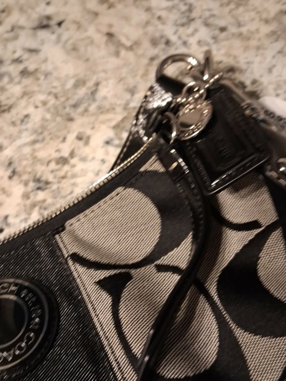 Coach Black and Gray Signature Canvas Shoulder Bag - Picture 4 of 6
